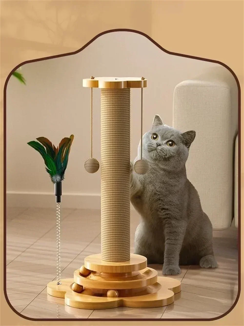 

HotNew Pet Cat Toy cat scratcher Cat Turntable Funny Cat Stick Balls Durable Sisal Scratching Board Cat Supplies Cat Grab Column