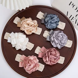 Cotton Lace Flower Baby Headbands Satin Rosettes Floral Korean Elastic Hair Bands Princess Newborn Girls Headwraps Kids Headwear