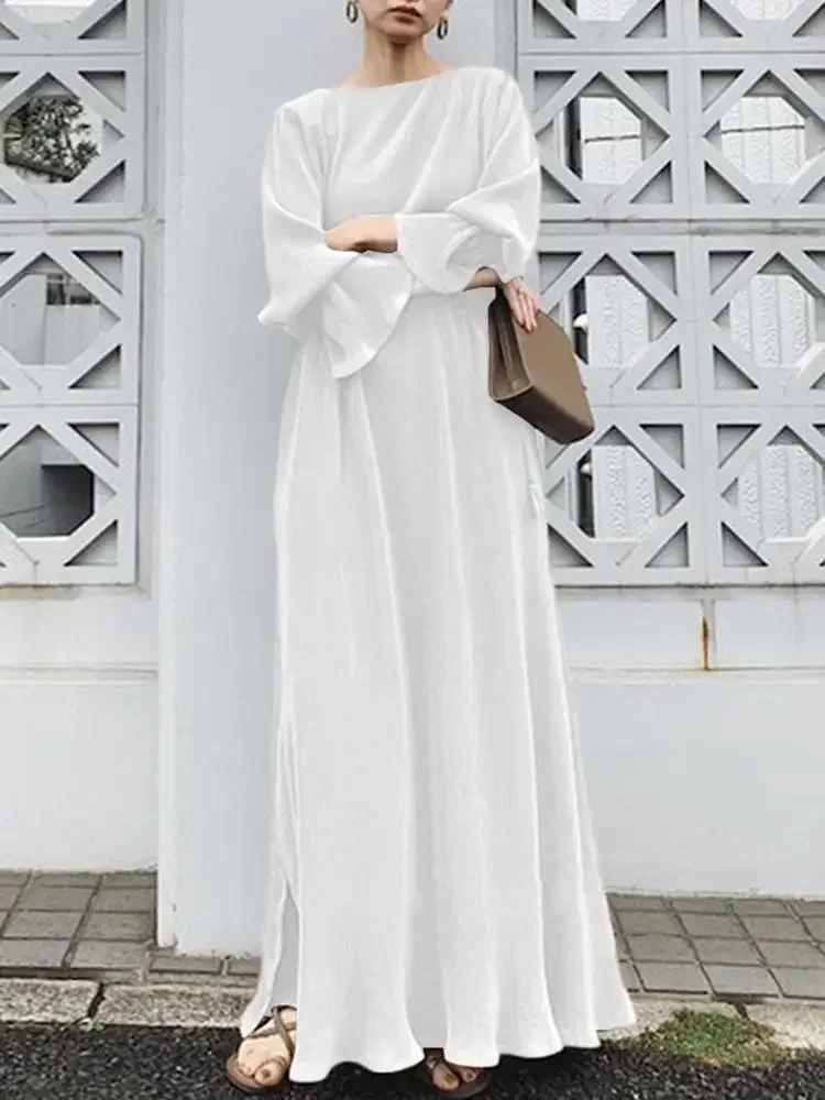 Musulmane Dubai Abaya Solid Abayas for Women Simple Ethnic Style Fashion Long Dress Muslim DressTurkey Islam Arabic Muslim Robe