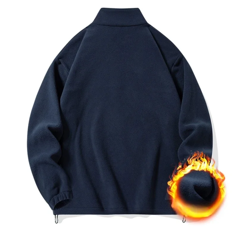 2025 نمط جديد الوقوف طوق سترة نصف سستة البلوز كم طويل القطبية الصوف الرجال الخريف والشتاء قاعدة سميكة الدافئة