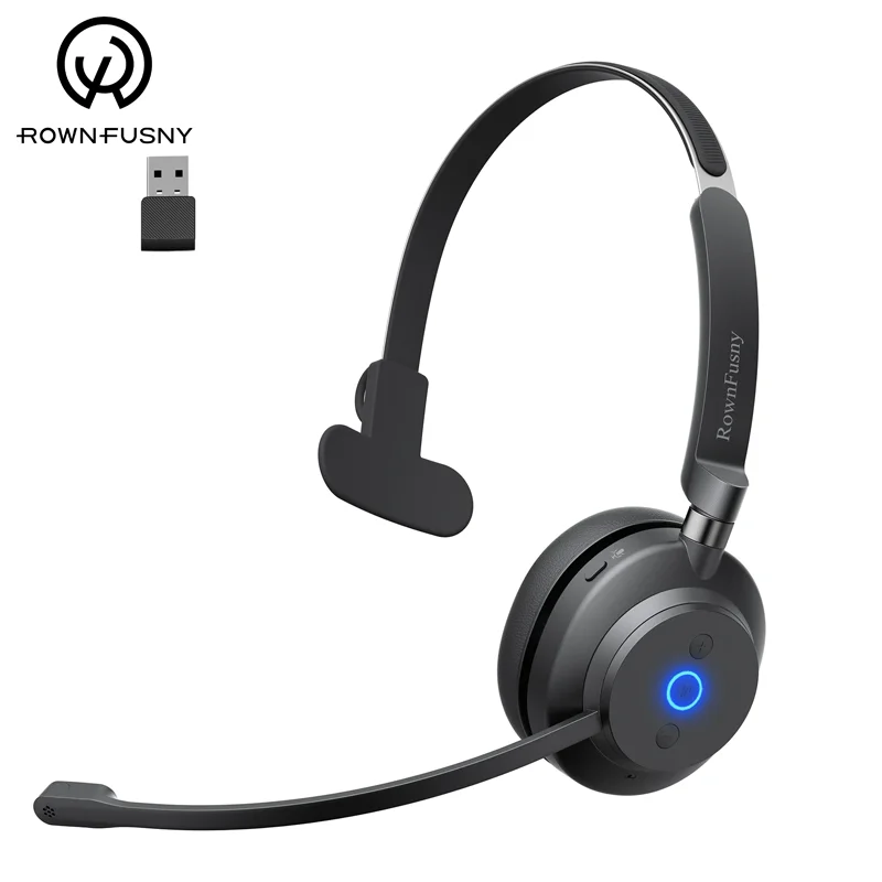 

Компьютерные наушники Rownfusny Bluetooth с микрофоном для работы, USB-ключ 2,4 ГГц и кнопкой отключения звука, беспроводная гарнитура для ПК, ноутбука, офиса