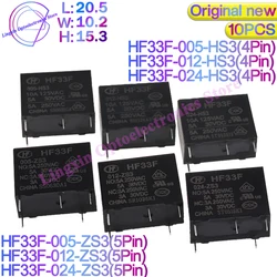 10 sztuk/partia HF33F - 005 012 024 - HS3 HSL3 4Pin / ZS3 5Pin 5A 250VAC JZC-33F HF33F-012-HS3 HF33F-024-ZS3 DC 5V 12V 24V przekaźniki