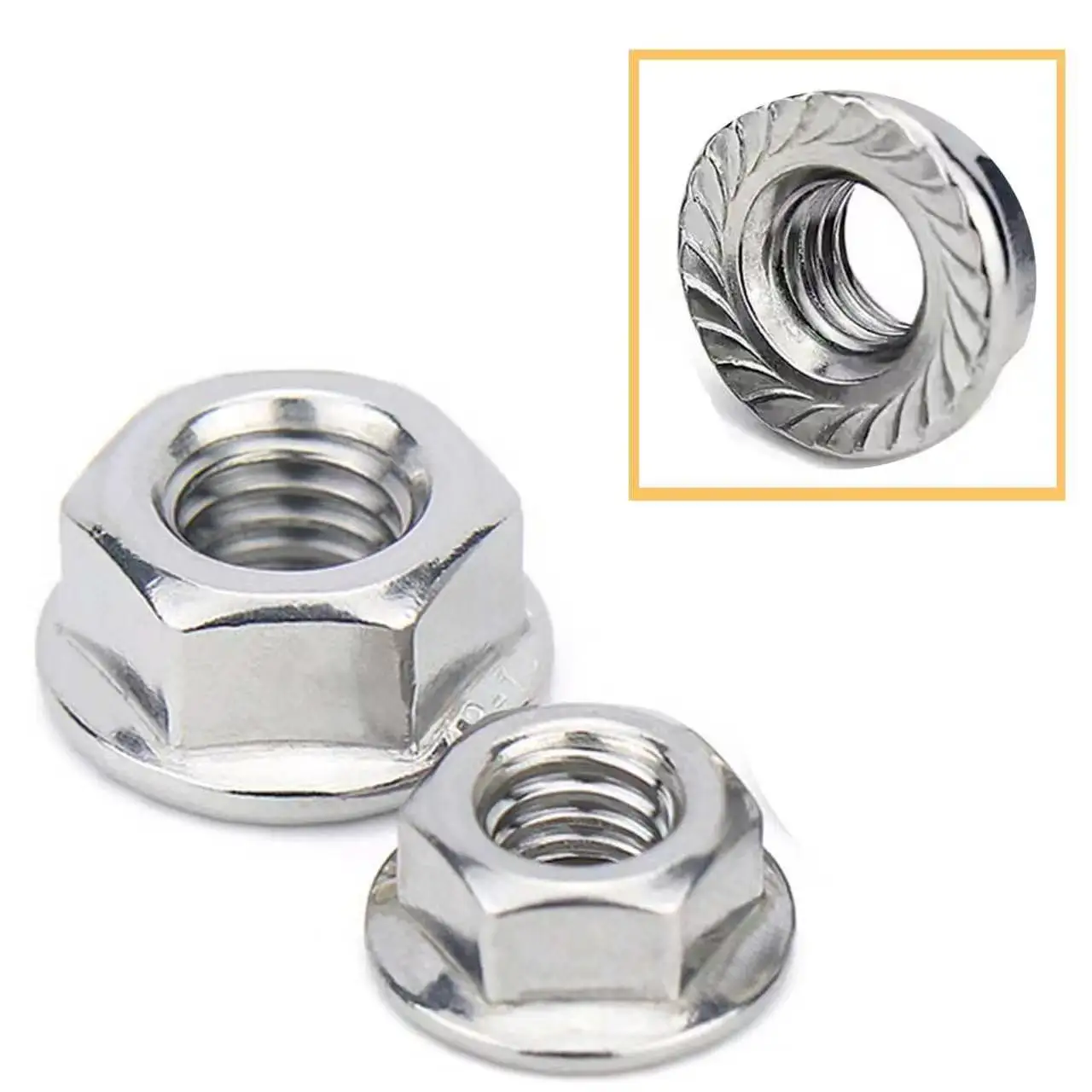 2/5/10/25pcs Flange Nut Lock Nut M3 M4 M5 M6 M8 M10 M12 High Quality Stainless Steel Hexagon Hex Head Serrated Spinlock DIN6923