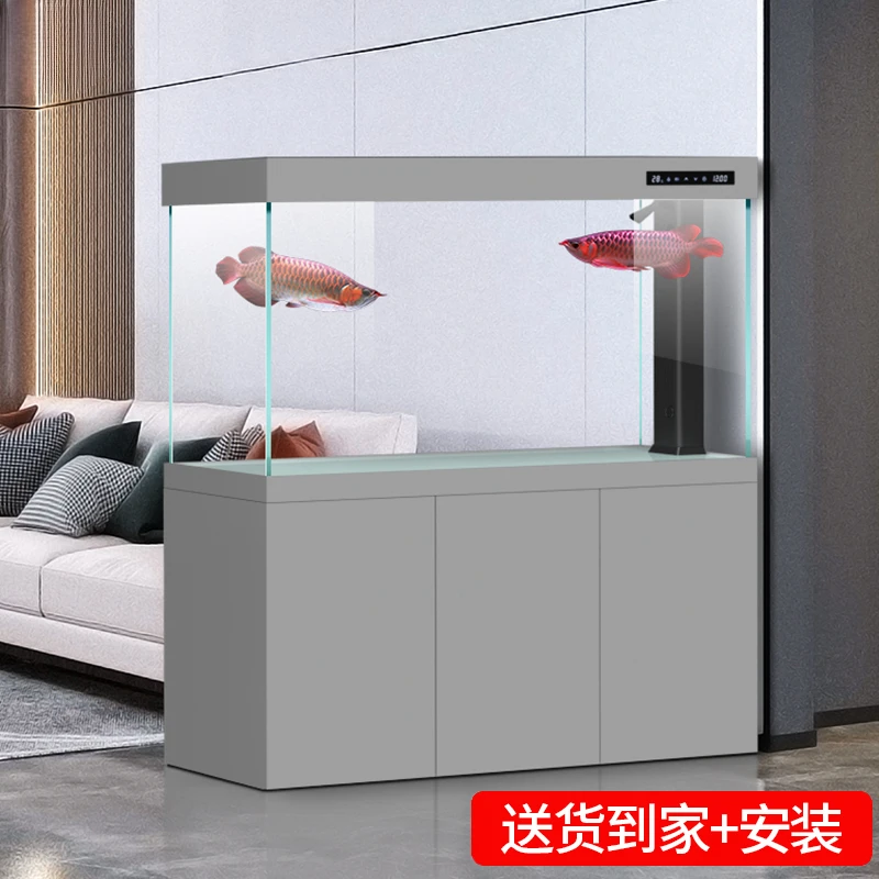 

Fish tank living room household ultra-white glass aquarium ecological bottom filter large arowana tank