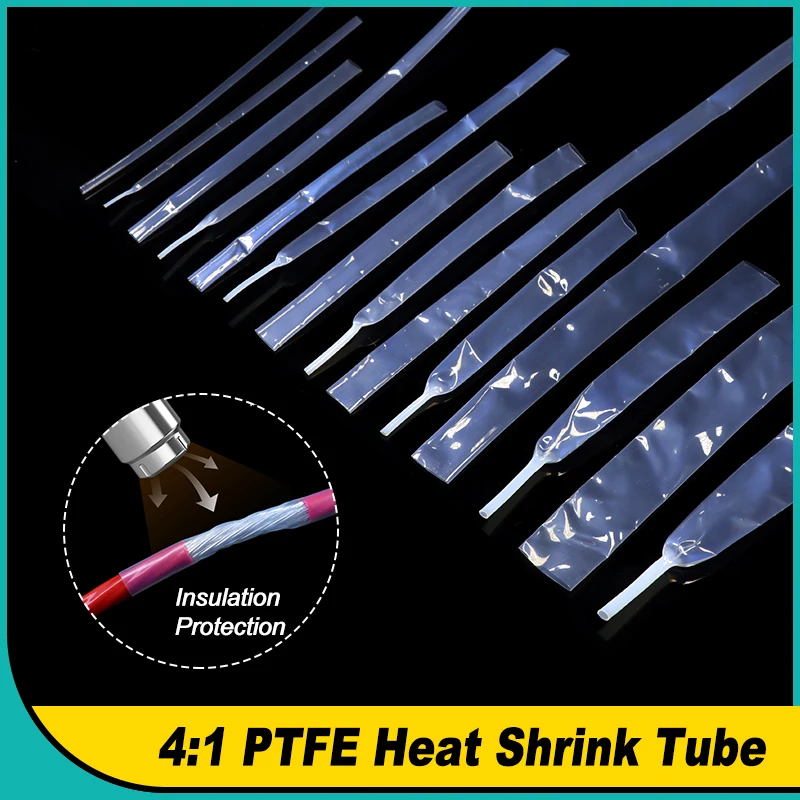 1/2/5M 4:1 Shrinkage Ratio PTFE Heat Shrink Tube Translucent 2mm 4mm 6mm 8mm 9.6mm Diameter High Temperature Cable Sleeving 600V