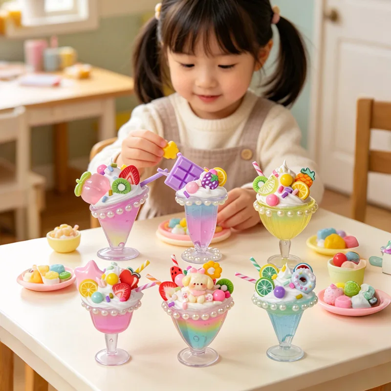 DIY Cream Glue Dessert Ice Cream Cup Making Kit Handmade Craft Material Set Cute Resin Charms Art Birthday Christmas Gift