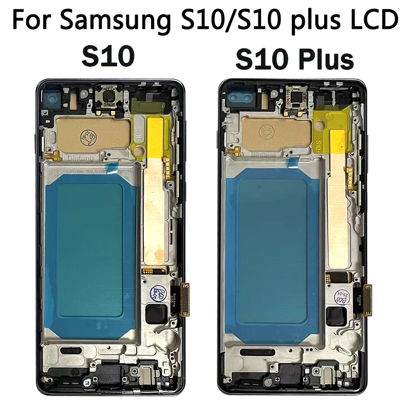 TFT Quality with Frame for Samsung S10 Plus S10+ G975F Lcd Display Digital Touch Screen for Samsung S10 G973F Screen Replacement