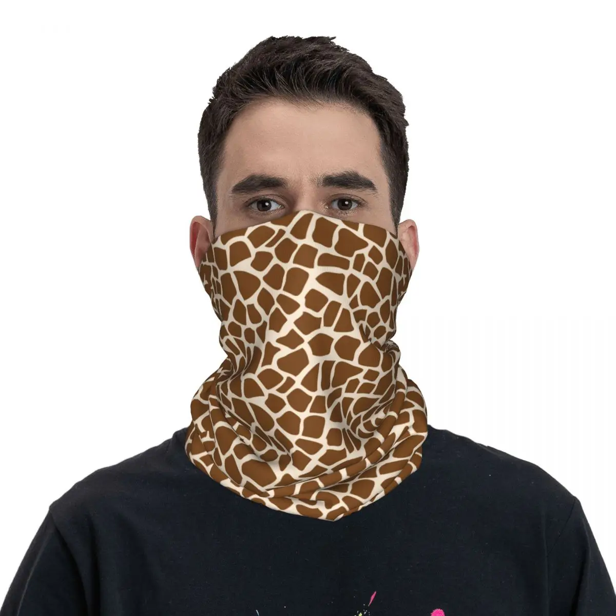 Cute Funny Cartoon Giraffe Skin Bandana Neck Gaiter Printed Wrap Scarf Warm Face Mask Fishing Unisex Adult Windproof