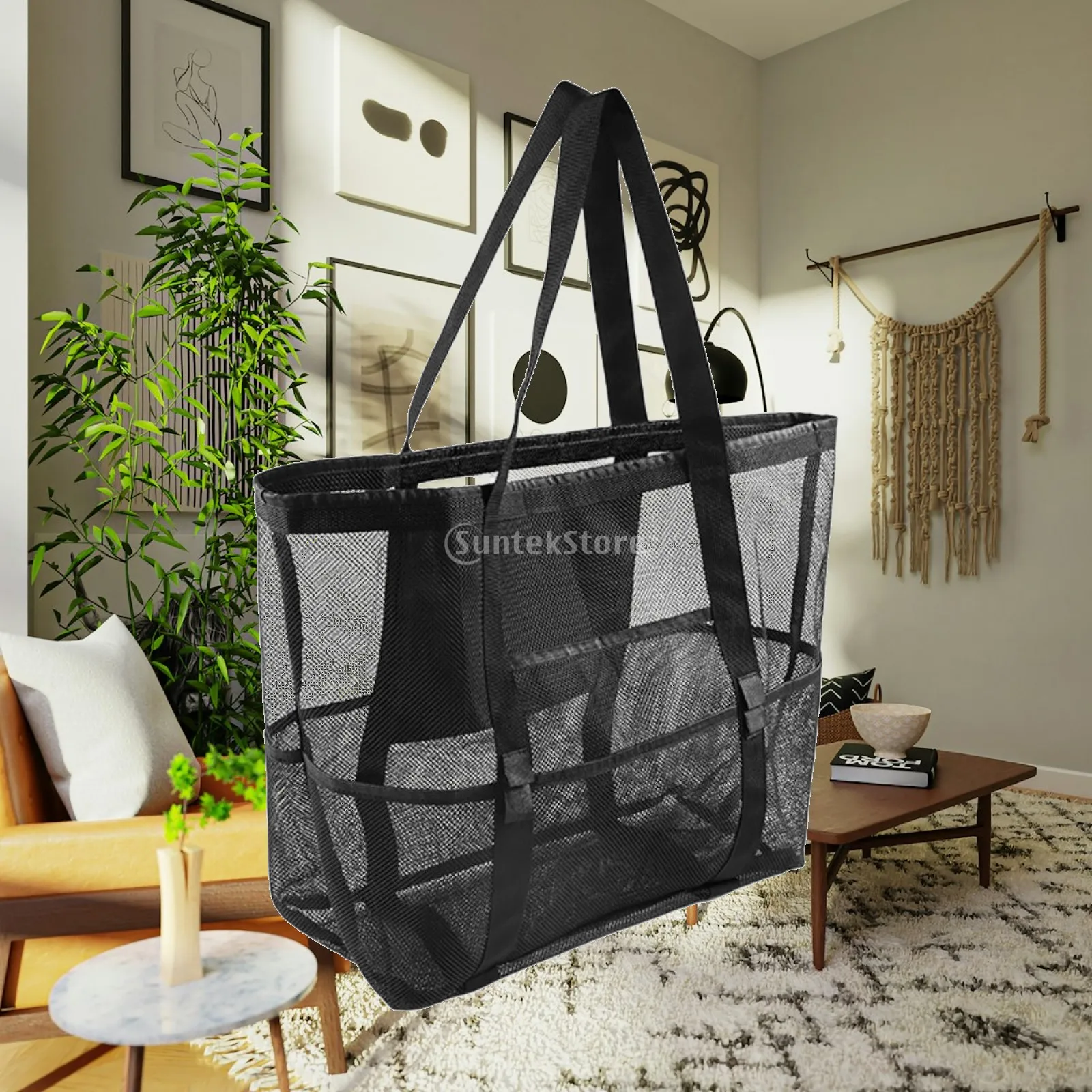 Mesh Beach Tote Women Shoulder Bag Multifunctional Storage Dance Bag Travel Tote Bag Travel Bag for Street Party Outdoor Work