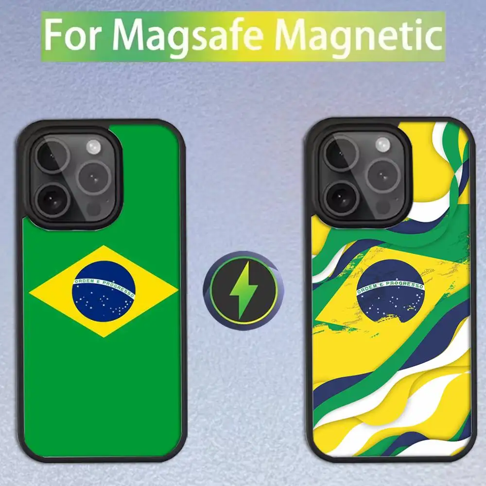 

Brazil Brazilian Flag Phone Case For iPhone 16,15,14,13,12,11,Pro,Max,Plus,Mini,SE Magsafe Magnetic Wireless Charging