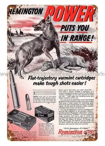 1953 Remington Hi-Speed Ammo Coyote Hunting metal tin sign home wall hanging sign
