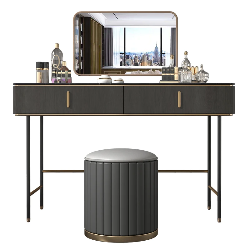 

Light luxury bedroom minimalist makeup table modern simple small apartment marble makeup table