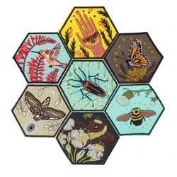 1PC Insects In Nature Flowers Embroidered Patch Iron On Sew On Patches For Clothing Cap Bag Jacket DIY Gift Badge Hot Adhesive