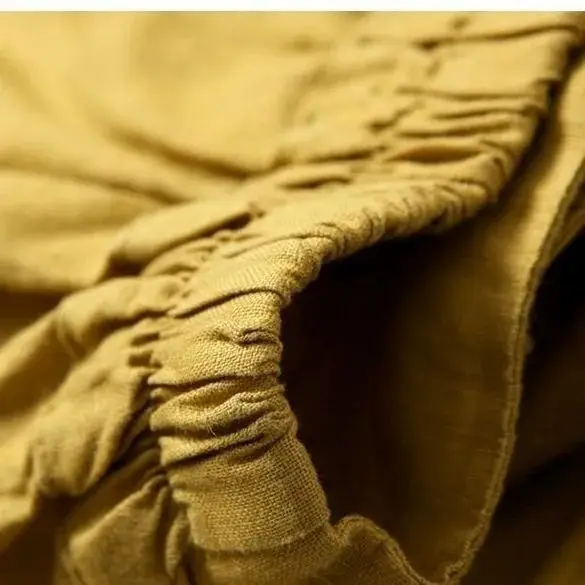 Pendant Cotton and Linen Thin Culottes Women's  Breathable Loose Wide-leg Pants Literary Elastic High-waisted Nine-point Pants