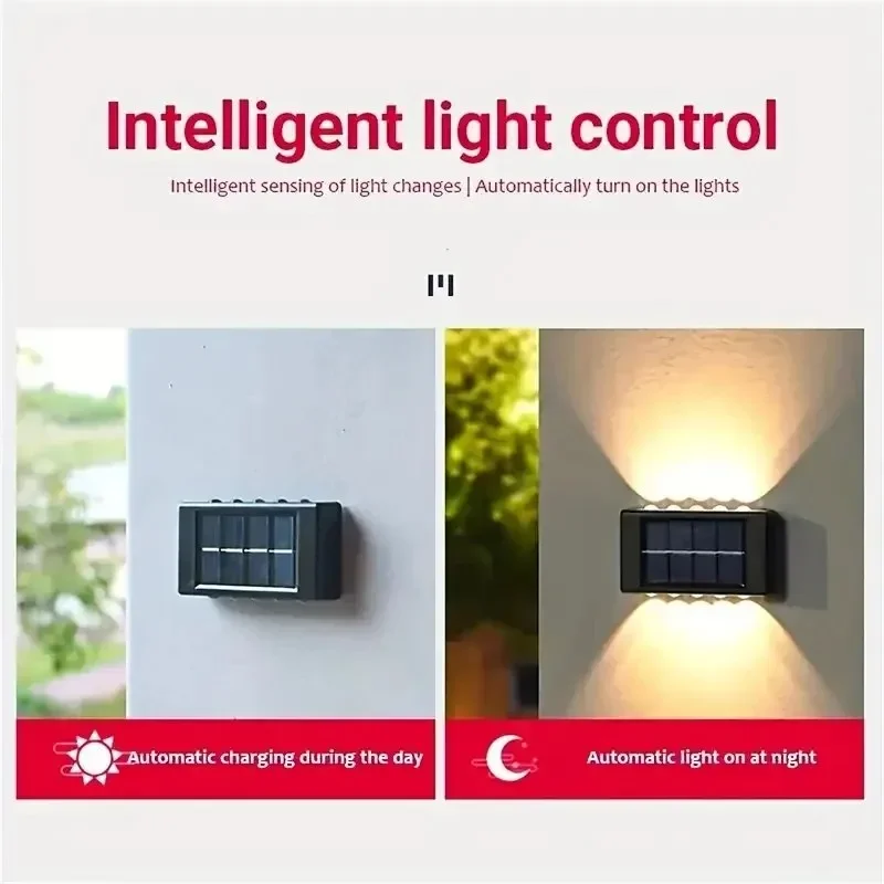4/6/10 LED Solar Convex Mirror Wall Lights Outdoor Lighting Household LED Landscape Lights Suitable for Villa Fence Patio Garden