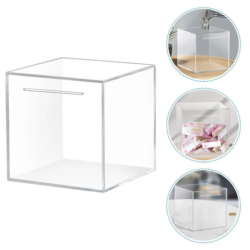 

Acrylic Piggy Bank Money Container for Cash Saving Clear Jar Only Counting Transparent Desktop