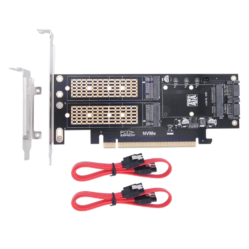 Karta rozszerzająca komputera stacjonarnego 3 w 1 PCIE X16 do M.2 M Key NVME SSD+M.2 B Key SATA SSD+MSATA SSD Adapter Card