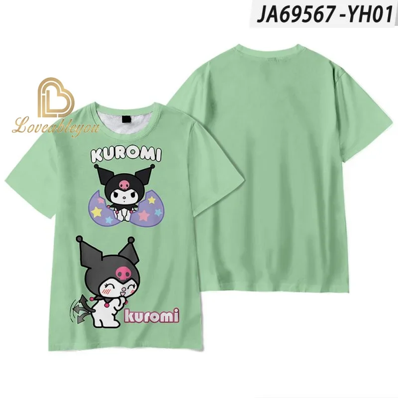 San Melody Kuro Short Sleeve T-shirts Kids Harajuku Cartoon Style Cute Tops Cartoon Print Student Tees Women Summer Clothes