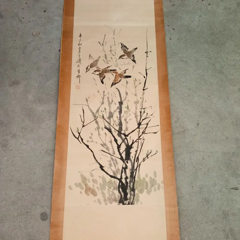 

Old Xuan Paper Hand-Painted High-Imitation Calligraphy and Painting Traditional Chinese Painting Wang Xuetao Flowers and Birds S