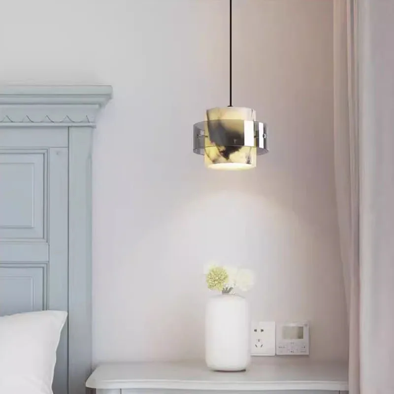 

Modern bedroom bedside chandelier simple marble high-end porch dining table island dining room small hanging linear