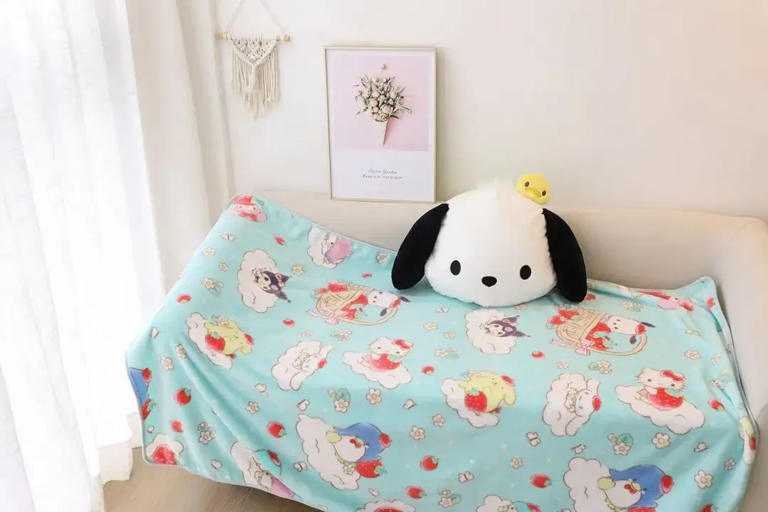 Cinna moroll Kuromi Anime Kawaii Sanrio Wurf kissen Decke niedlich meine Melodie Figur Nickerchen Sofa tragbare Reise abdeckung Geschenke Spielzeug