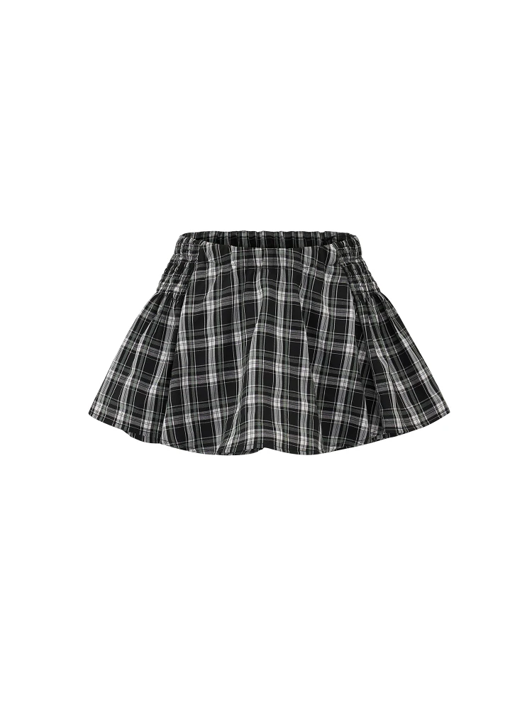 

Casual Plaid A-Line Skirt Women's Summer College Sle Retro Versatile Skirt Stand Fit ort Skirt Korean Sle