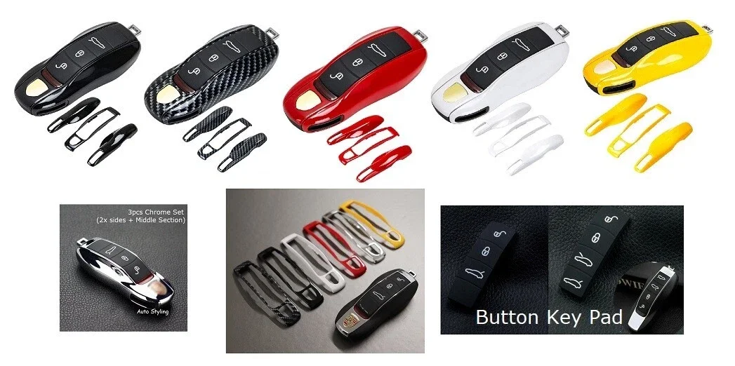 1pcs Car Remote Key Fob Cover Chrome Centre Section Housing For Porsche Remote Key Fob Covers