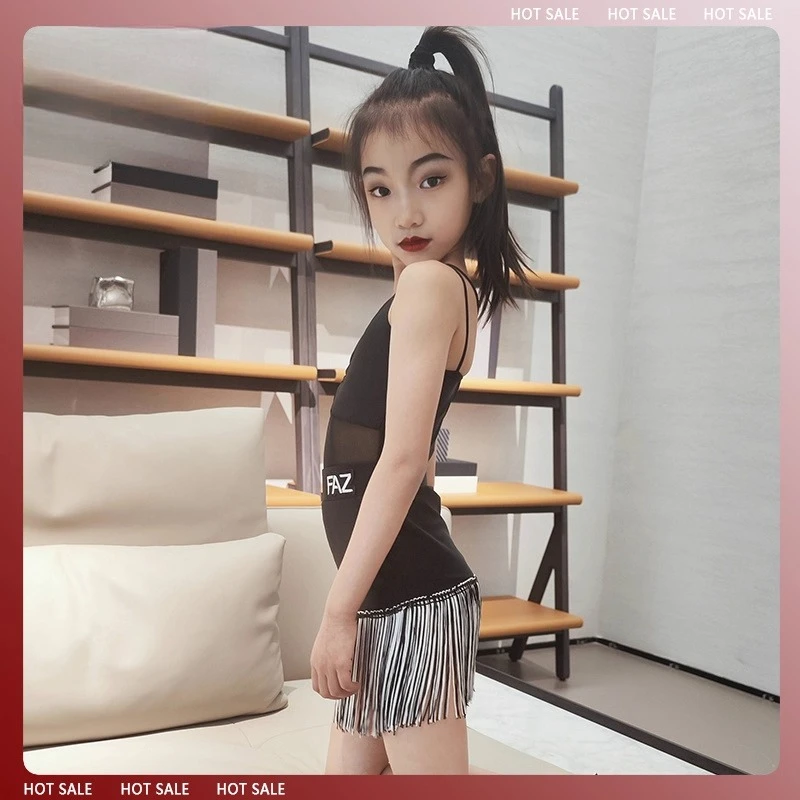 

Children's Latin practice dance costume set,ummer girls Internet celebrity performance costume,children'sdance practice costume