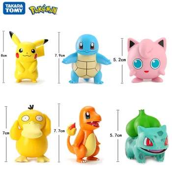 Figura de Anime de Pokémon de 5-8 cm, Pikachu, Charmander, Squirtle, Bulbasaur