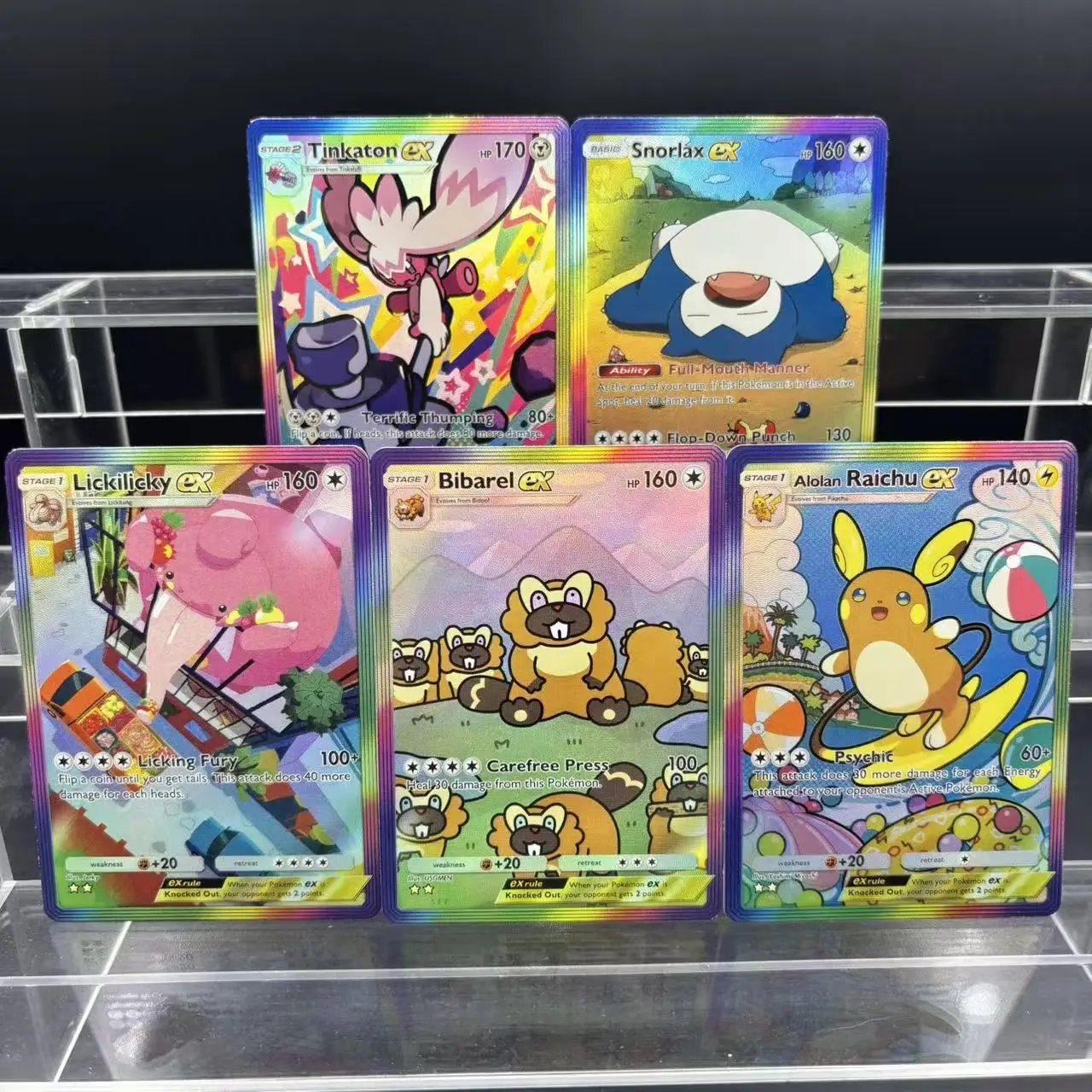 5Pcs/set Self Made PTCG English Pocket Mobile Game Snorlax Raichu Bibarel Hand-Drawn Flash Card Anime Collection Card Gift Toy