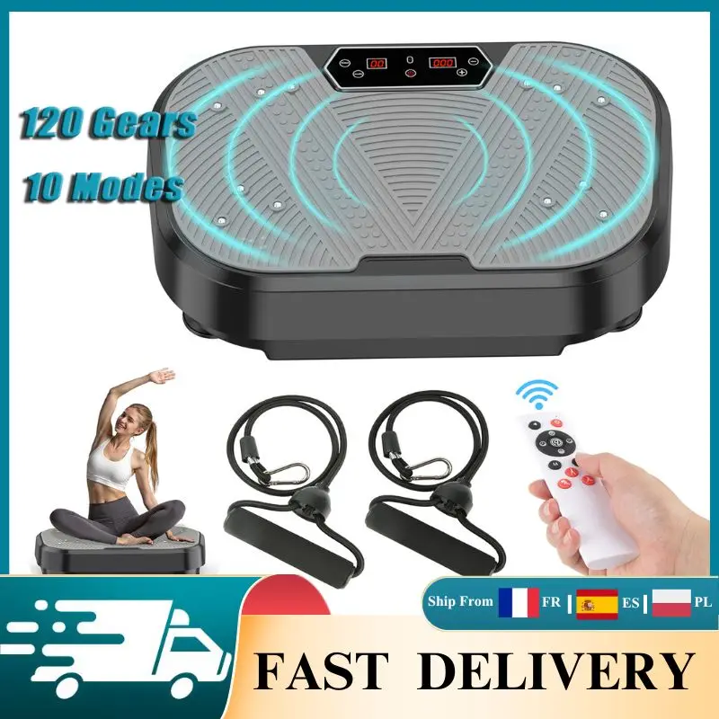 Plataforma Vibratoria de Cuerpo Completo, 120 Velocidades, 10 Modos, Máquina de Gimnasio en Casa, Plataforma de Ejercicio de Cuerpo Completo con Bandas de Resistencia para Pérdida de Peso