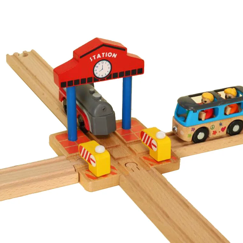 New Wooden Tracks Set Accessories Train Track Wood Railway Scene Accessories  Montessori Early Education Toys For Children