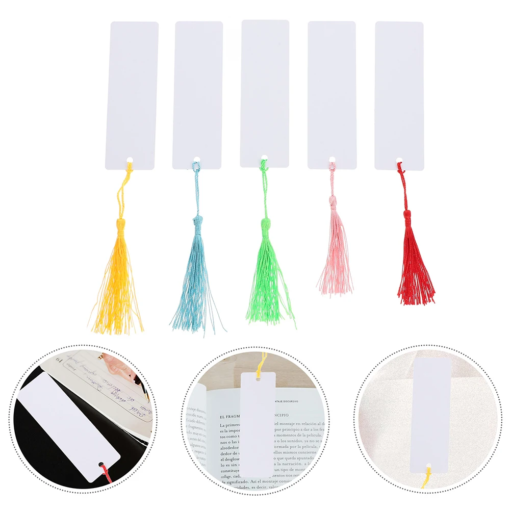 

10 set Diy Sublimation Blank Aluminum Bookmarks With Tassels Heat Transfer For Students Bulk Office Supplies Sublimation