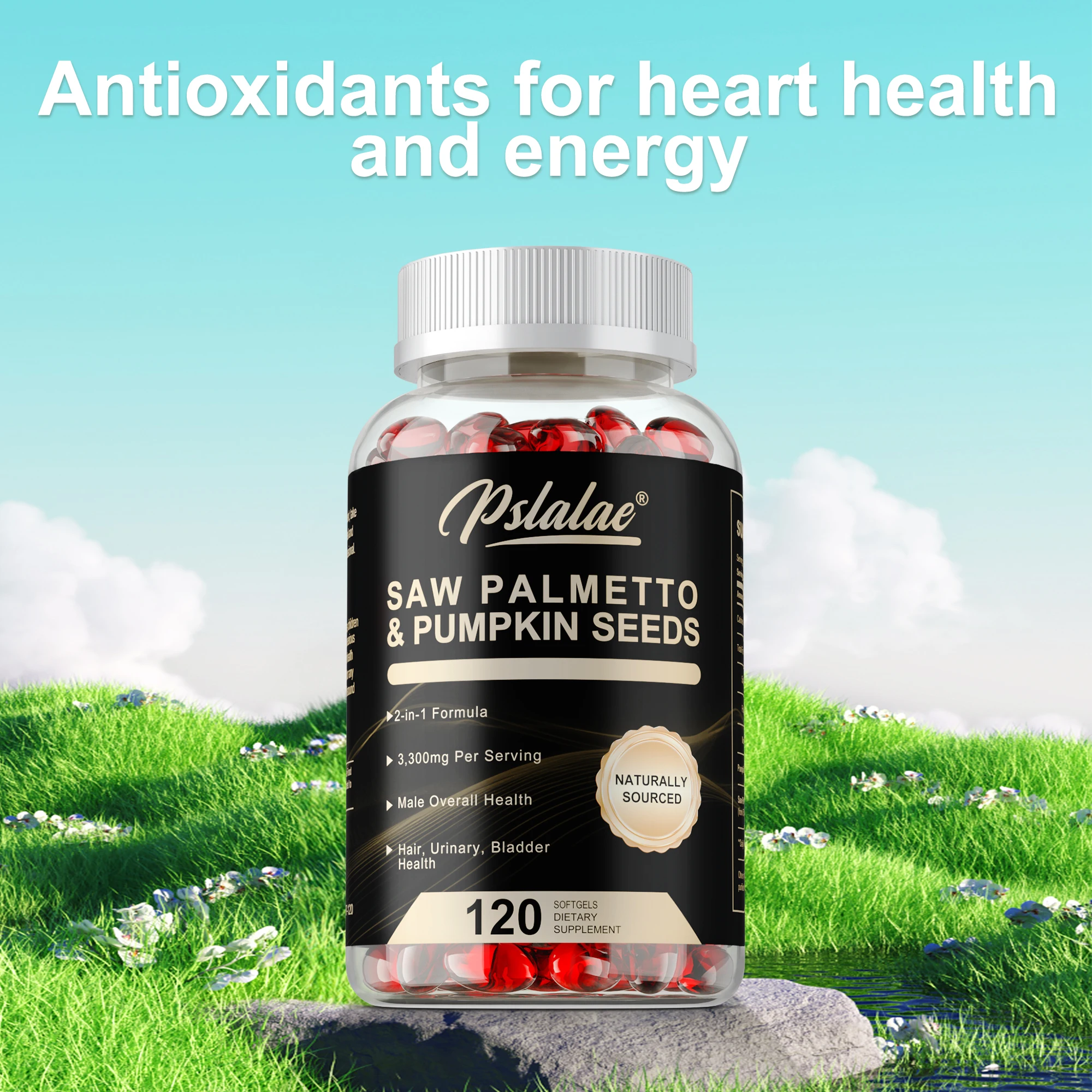 

2-in-1 Pumpkin Seed Oil and Saw Palmetto - Hair Growth, Maintains Prostate Health and Urinary Tract Function, Boosts Immunity