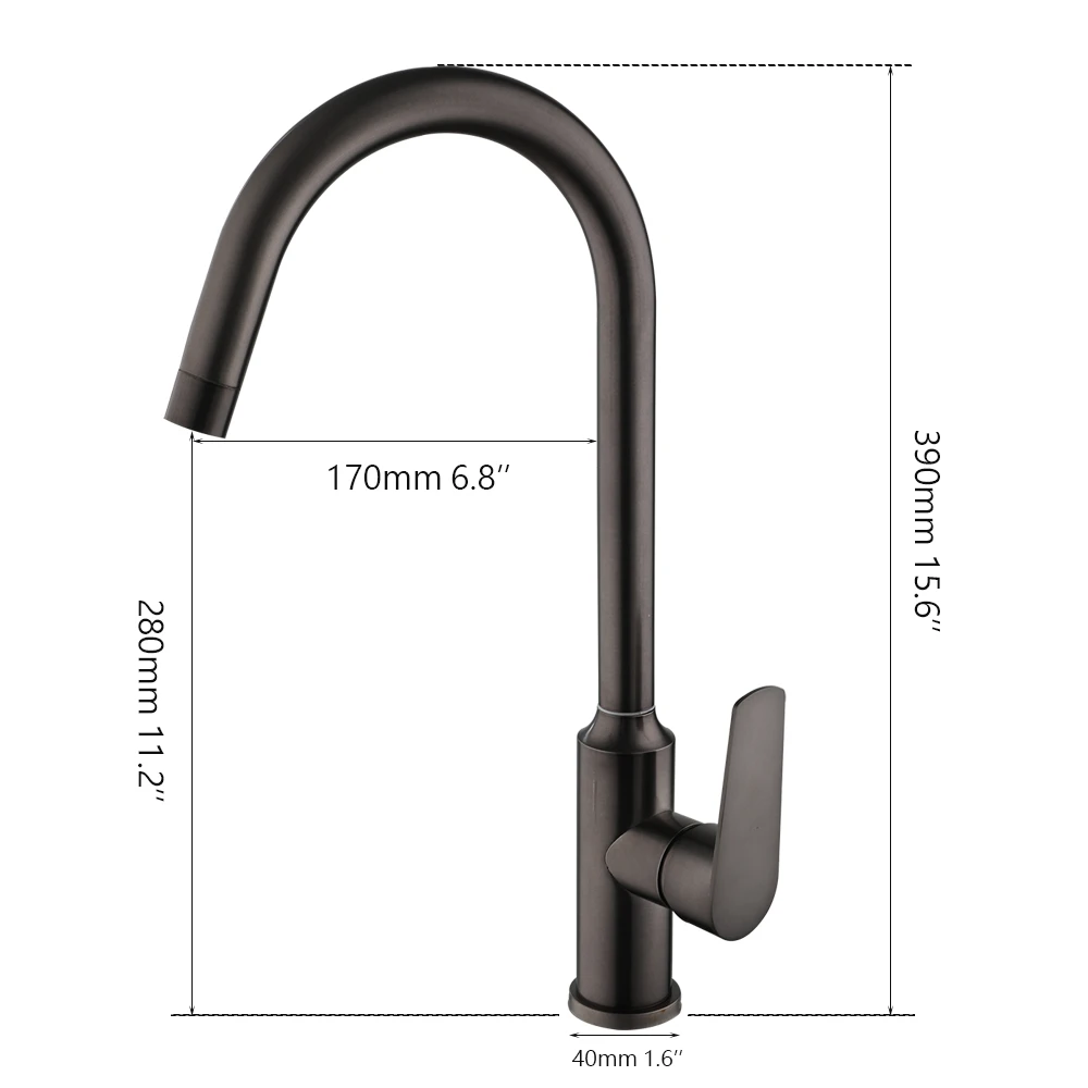 OUBONI Kitchen Sink Gun Gray Rotatable Deck Mounted Faucet Single Handle Control Hot And Cold Stream Water Mixer Taps