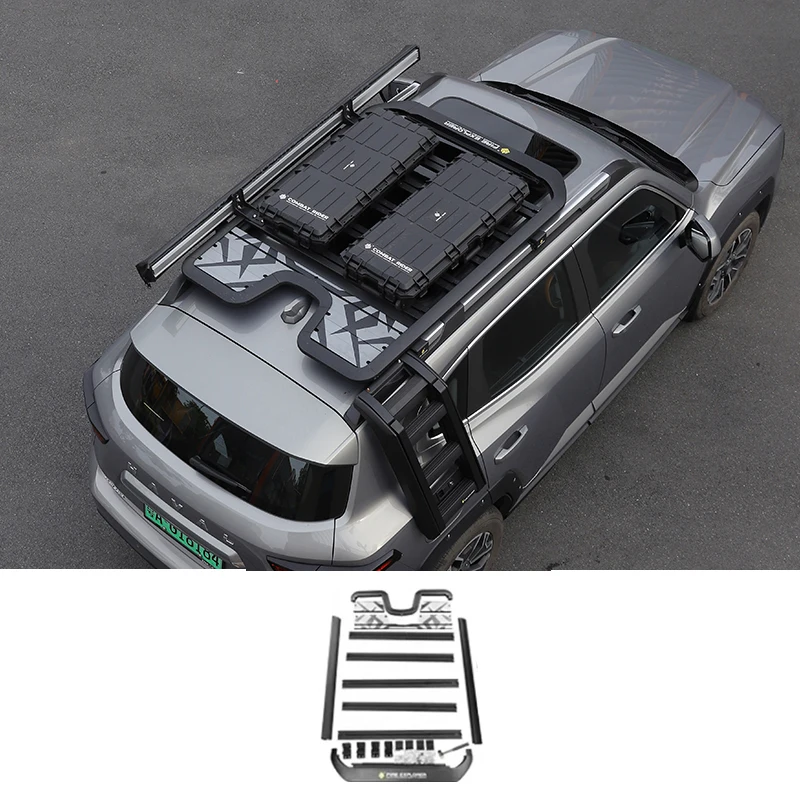 Haval Dargo II 2023 2024 H-Dog Roof Rack Car Top Luggage Cross Bar Rail Boxes Basket High Quality Aluminum Alloy With ladder