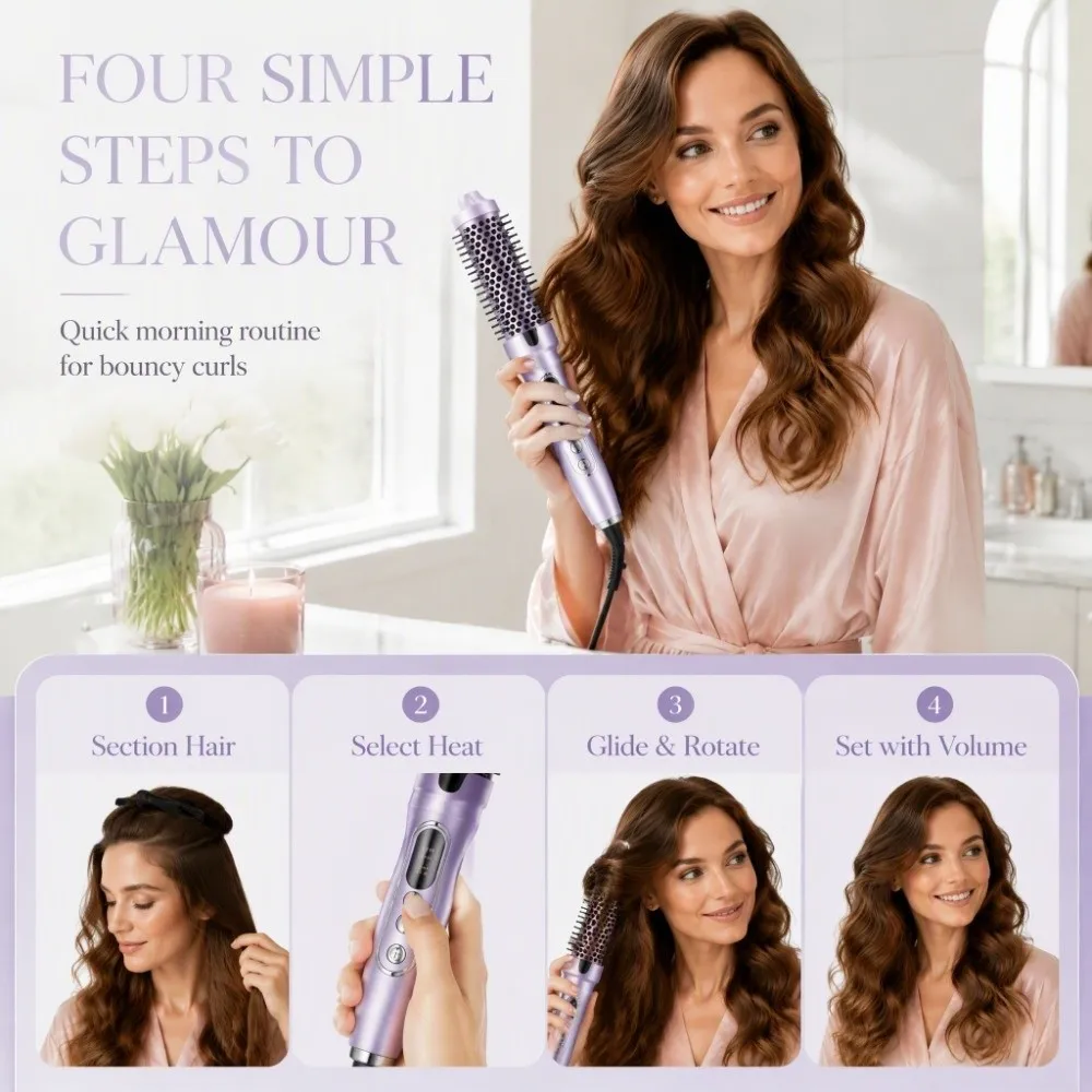 2 In 1 Hair Styling Comb Curling Straightening Curling And Straightening Hair Brush Lightweight Fluffy Volume