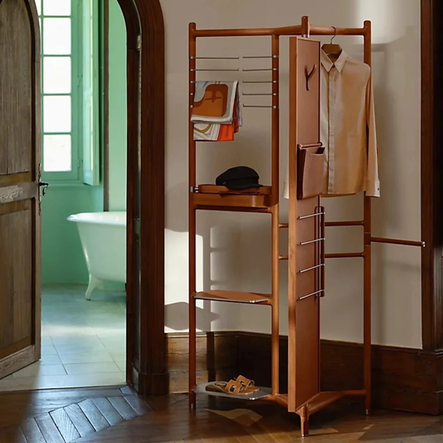 LMM bedroom with mirror advanced sense creative floor multi-functional shelf