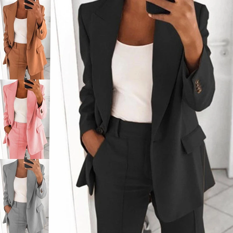 

Women Fashion Blazer Jacke Casual Formal Solid Color Office Coat Large Lapel Shopping Jacket Party Formal Wear