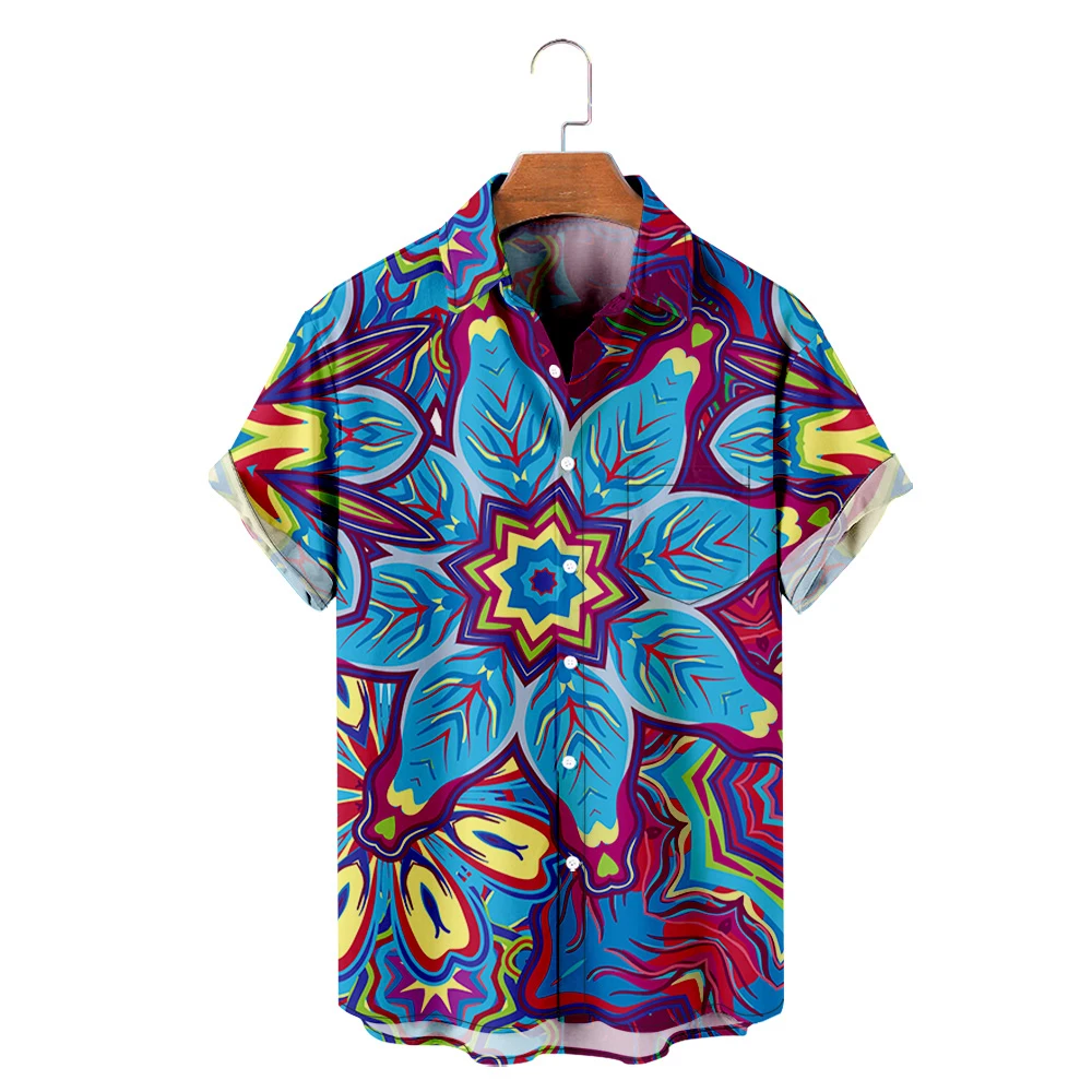 

Men's Hawaiian T-Shirt Datura Flowers Style 3D Printed Y2K Hombre Fashion Shirt Casual Beach Oversized Clothes 4