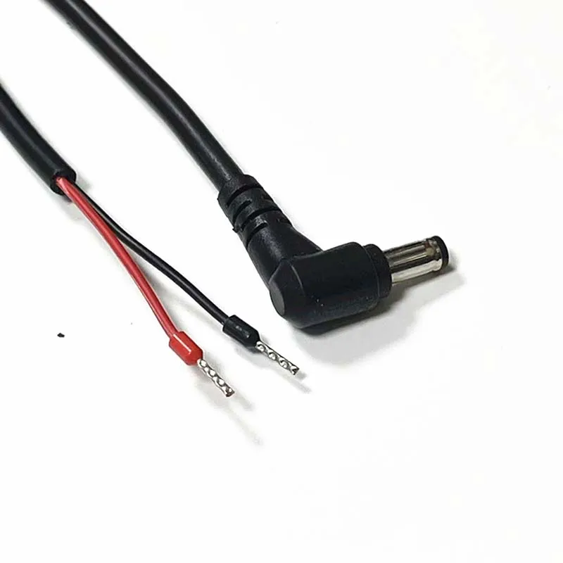 3PCS DC5521 Angled Terminal Power Cable, DC 5.5x2.1mm to Tubular Lug Power Supply Cord