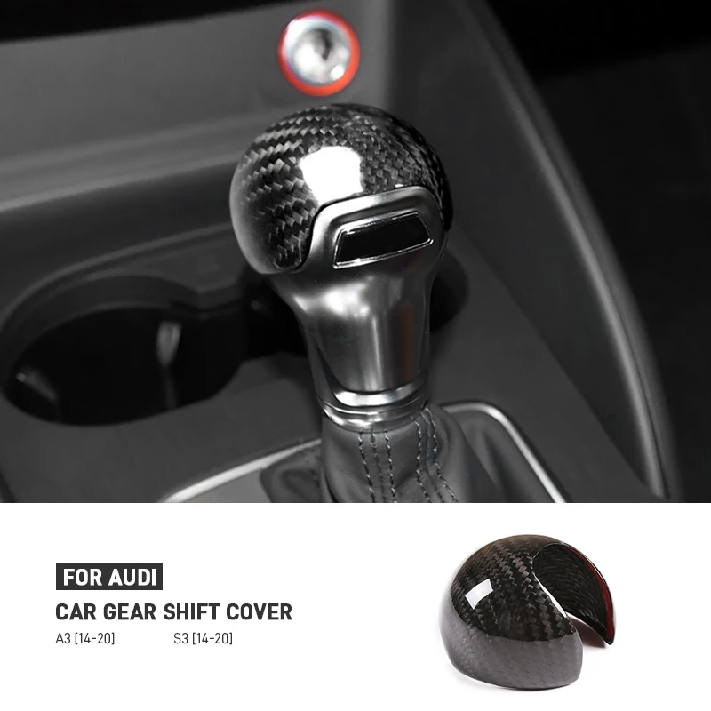 

Для Audi A3 S3 2014 2015 2016 2017 2018 2019 2020 Стайлинг автомобиля из настоящего углеродного волокна, ручка переключения передач, накладка на голову, автоаксессуары