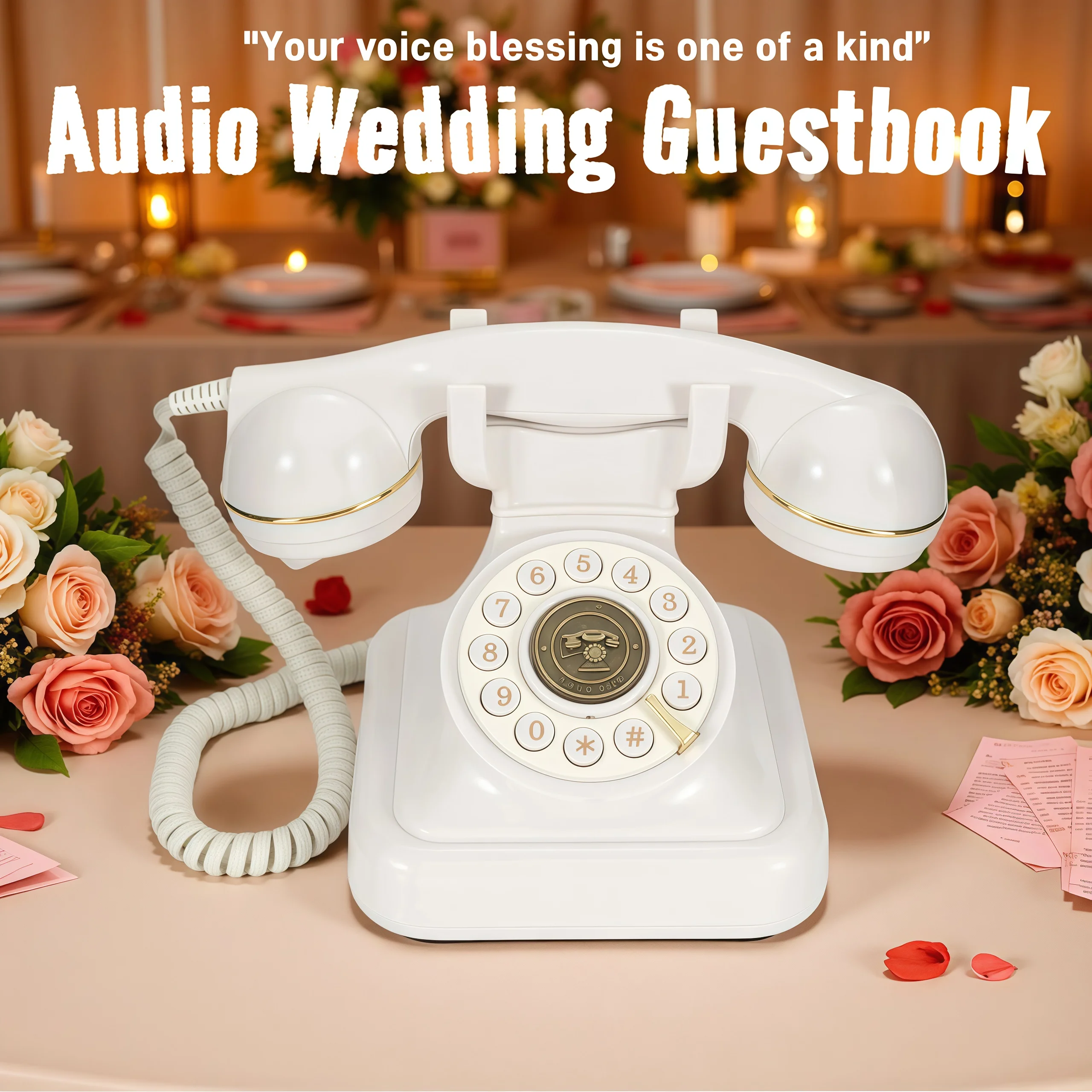 Vintage Audio Message Recorder Telephone - Retro Wedding Guest Book Built-in 32GB Memory Unique Birthday & Anniversary Gift Idea