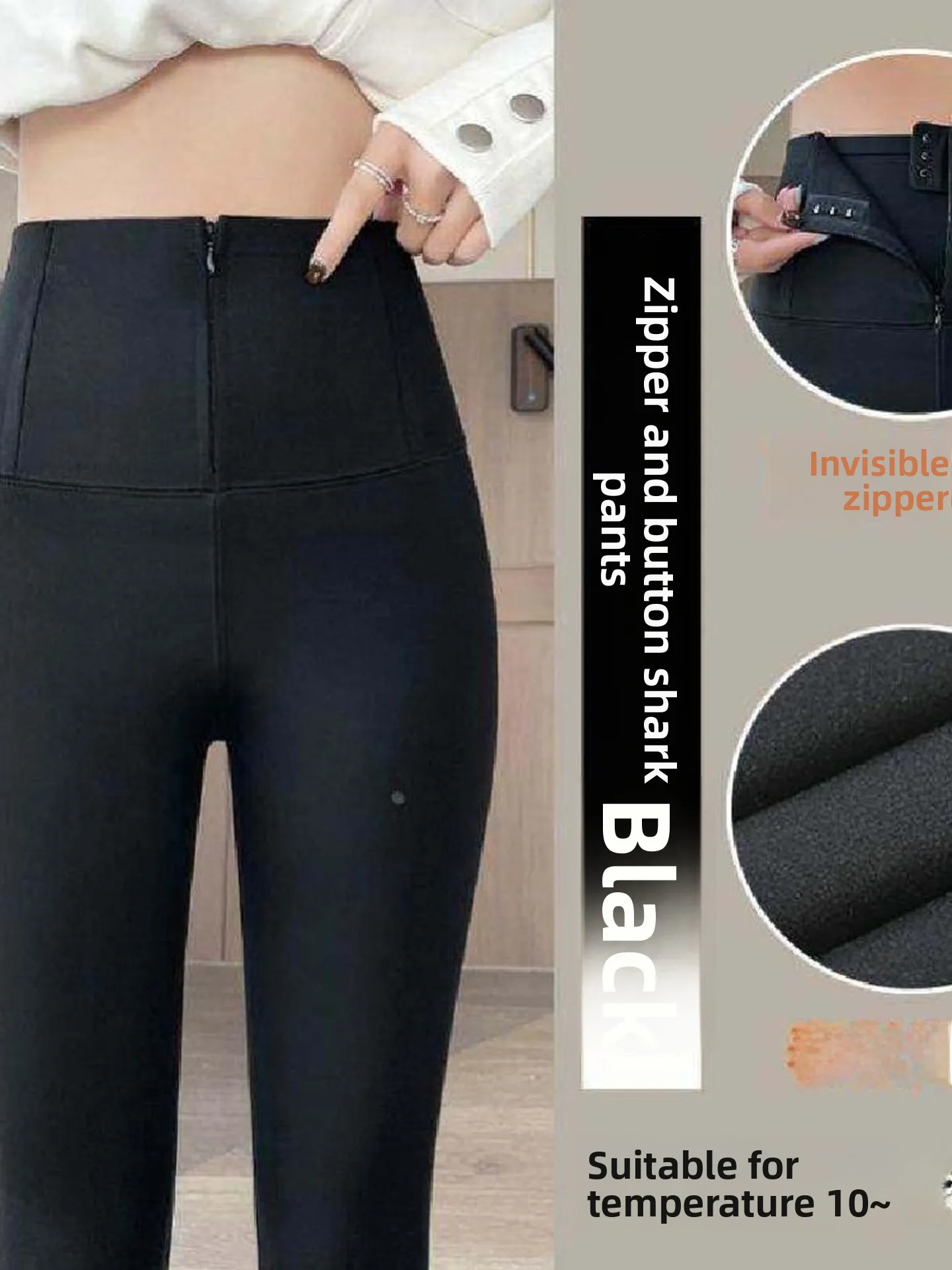 

Women's Yoga Pants Fce Lined Zipper arkskin Pants mid Low Waist Casual Trousers Autumn Winter Warm Sl Base Layer