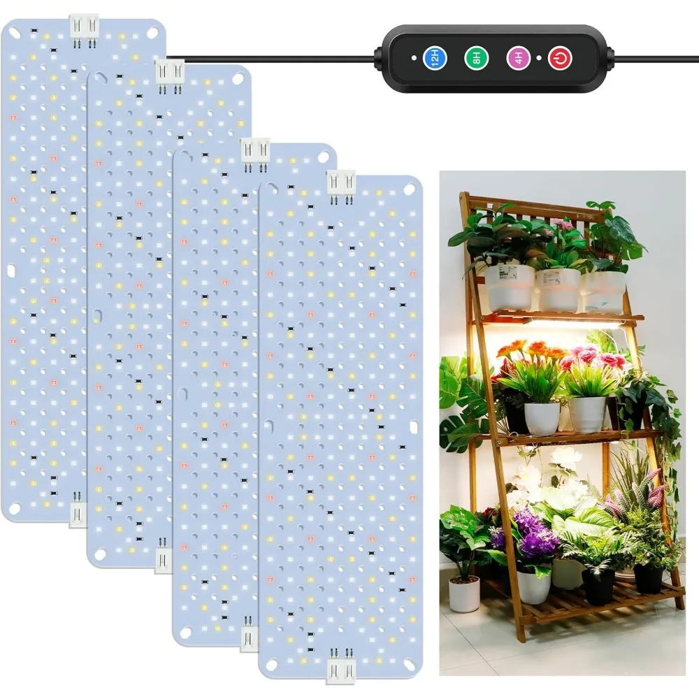 

Ультратонкие панельные фитолампы полного спектра 40 Вт, 768 светодиодов, с таймером и последовательным подключением, 4 шт.