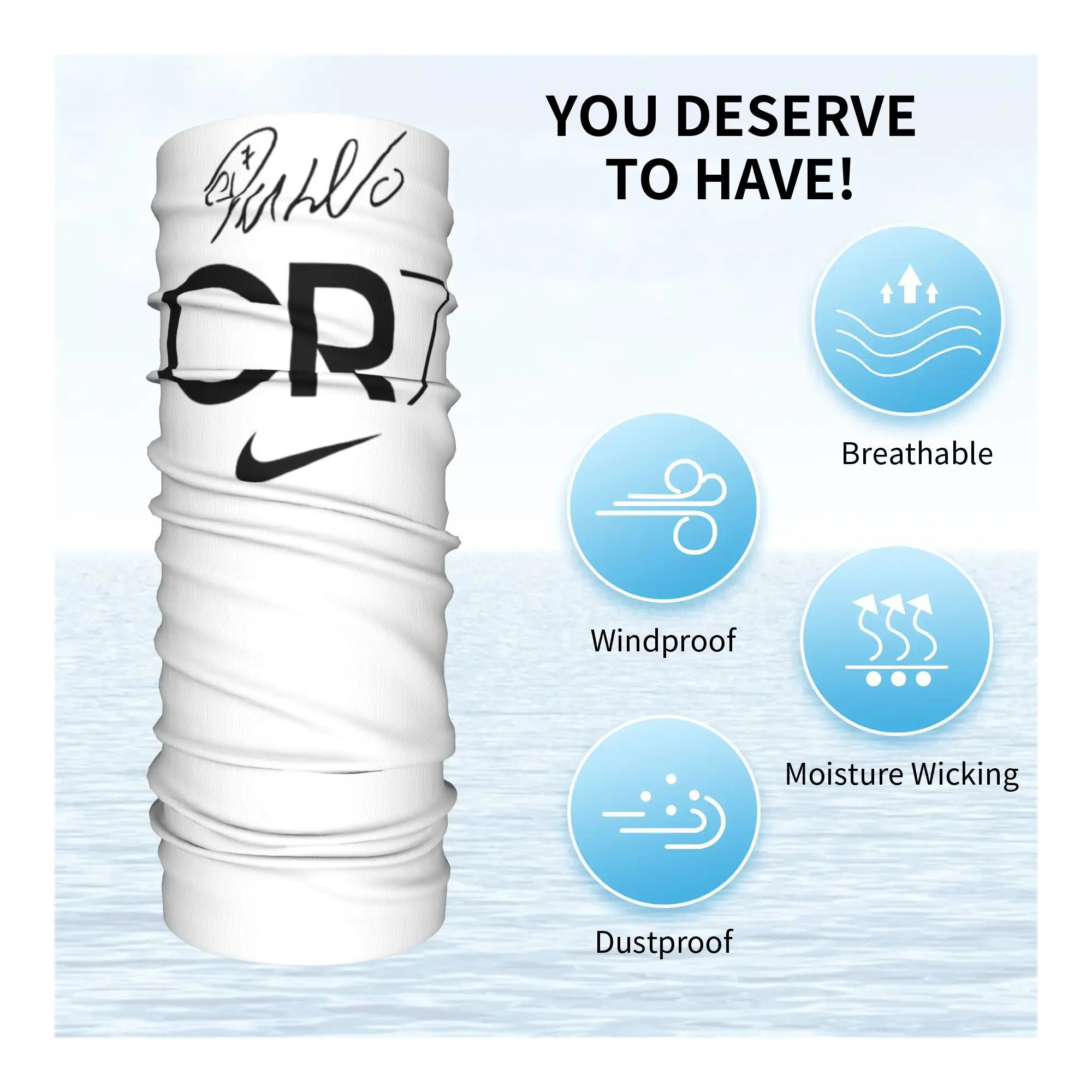 Cr7 كرة القدم رونالدو توقيع باندانا الرقبة الجراب مطبوعة التفاف قناع وشاح متعدد الاستخدام عقال المشي لمسافات طويلة الصيد للرجال النساء الكبار