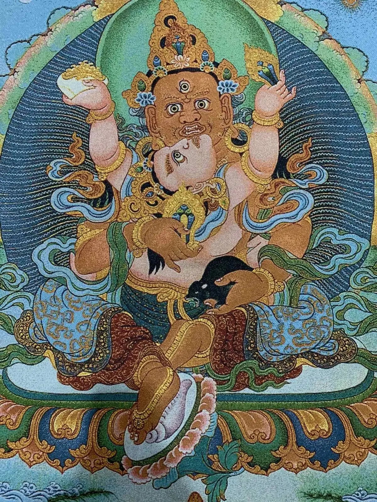 36Inch Tibetan Silk Buddhist Red Jambhala Thangka Wall Painting 9