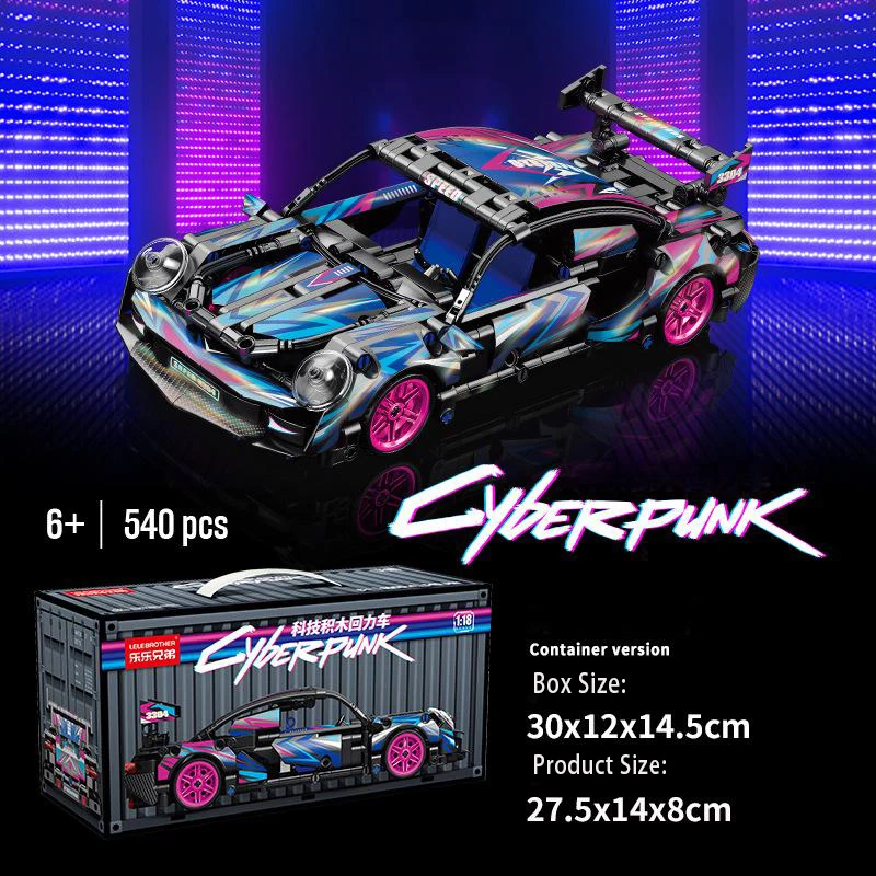 540PCS Super Sports Car Model Building Bricks Cyberpunk Rally Car Raceing Engineering Toys for Play and Display Model Toy Gift