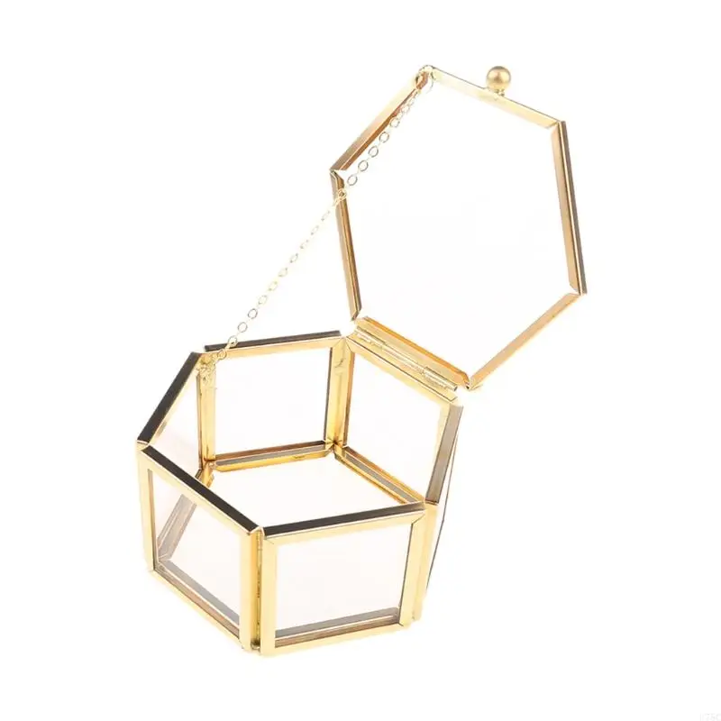 U75C Clear Jewelry Ring Box Hexagon Premium Premium великолепная подарочная коробка винтажного кольца с крышкой для предложений