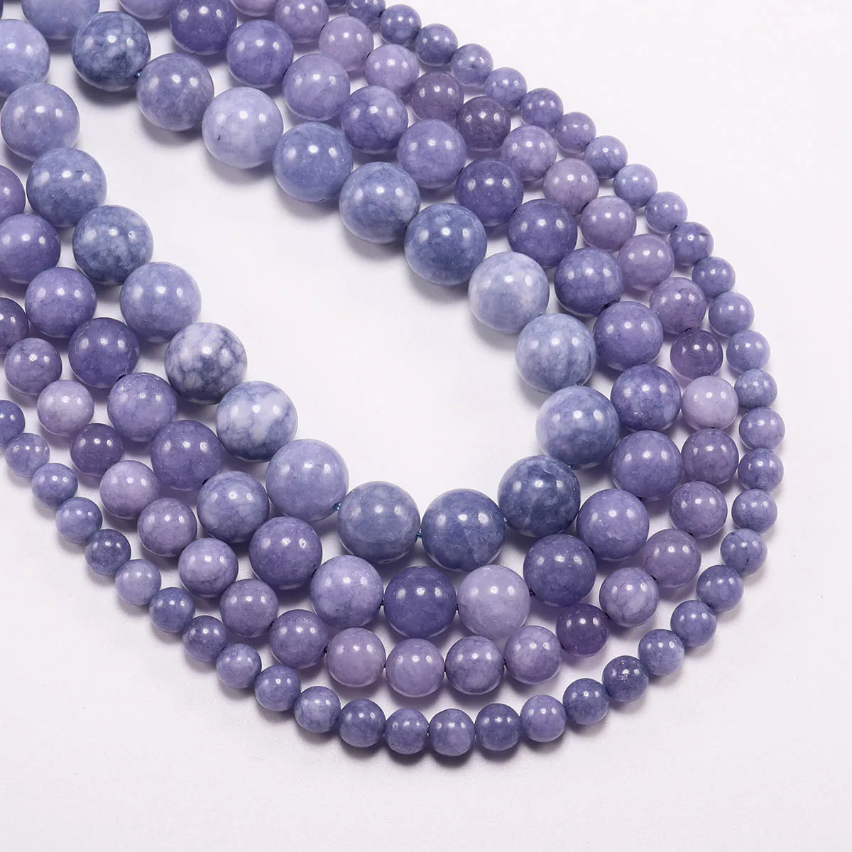 62Pcs Hot Selling Purple Sea Blue Treasure Semi-Finished Round Beads, Loose Beads with Bead Strings, DIY Accessories Wholesale